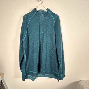 Tommy Bahama Mens Reversible 1/4 Zip Pullover Sweater XL Blue Striped Cotton New